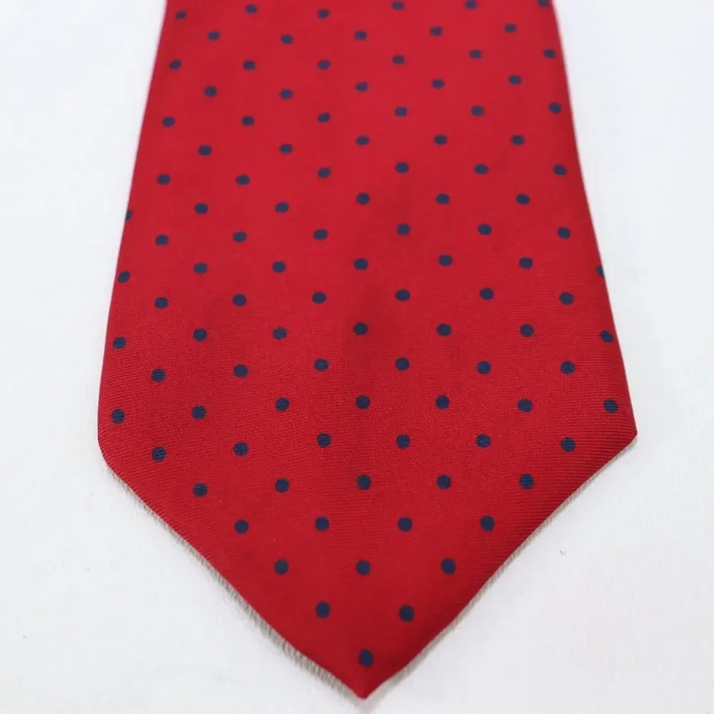 Vtg Bert Pulitzer Power Neck Tie Mens 58 in Silk Red Blue Micro Polka Dot Wide